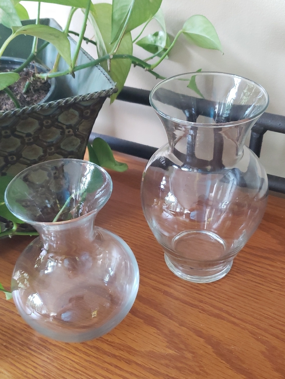 Clear Glass Vases- Set Of 2